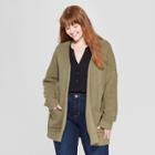 Women's Plus Size Long Sleeve Open Layering Cardigan - Universal Thread Olive (green)