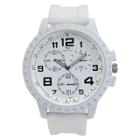 Men's Territory Large Round Face Silicone Strap Watch - White