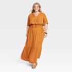 Women's Plus Size Flutter Sleeve A-line Dress - Knox Rose Rust