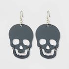 No Brand Halloween Cut Out Skull Mirrored Drop Earrings - Black