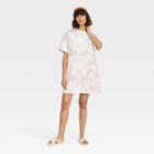 Women's Tie-dye Elbow Sleeve Knit T-shirt Dress - A New Day Brown