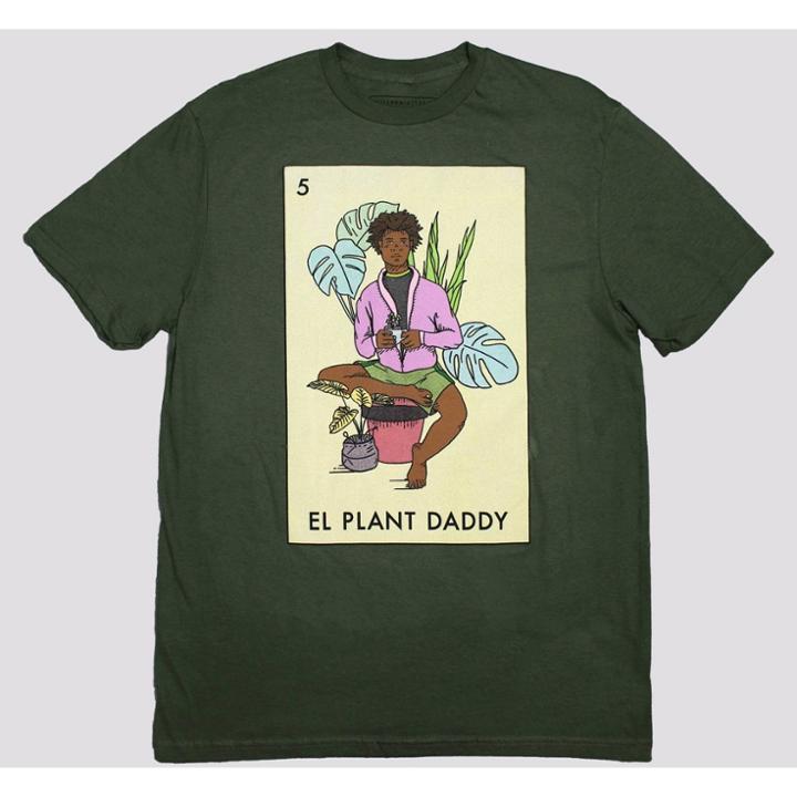 Millennial Latino Cards Men's El Plant Daddy Short Sleeve Graphic T-shirt - Dark Green