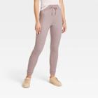 Women's Waffle Knit Leggings With Drawstring - A New Day Dusty Pink