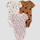 Baby Girls' 3pk Polka Dot Bodysuit - Just One You Made By Carter's Off-white/brown Newborn