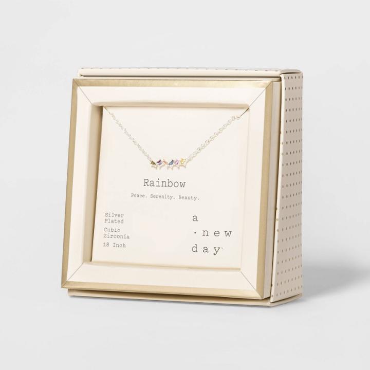 Sterling Plated Light Rainbow Necklace - A New Day , Women's, Size: Small,