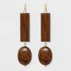 Target Wood Drop Earrings - A New Day Brown/gold