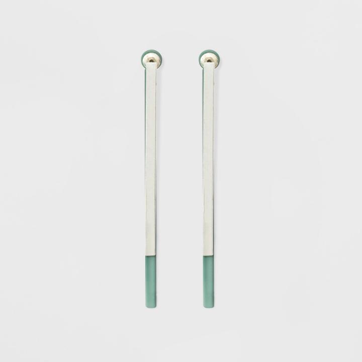 Front To Back Stick Earrings - Universal Thread Green/silver