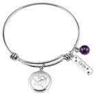 Target Women's Stainless Steel Two Tone Faith Hope Love Expandable Bracelet - Silver/rose Gold