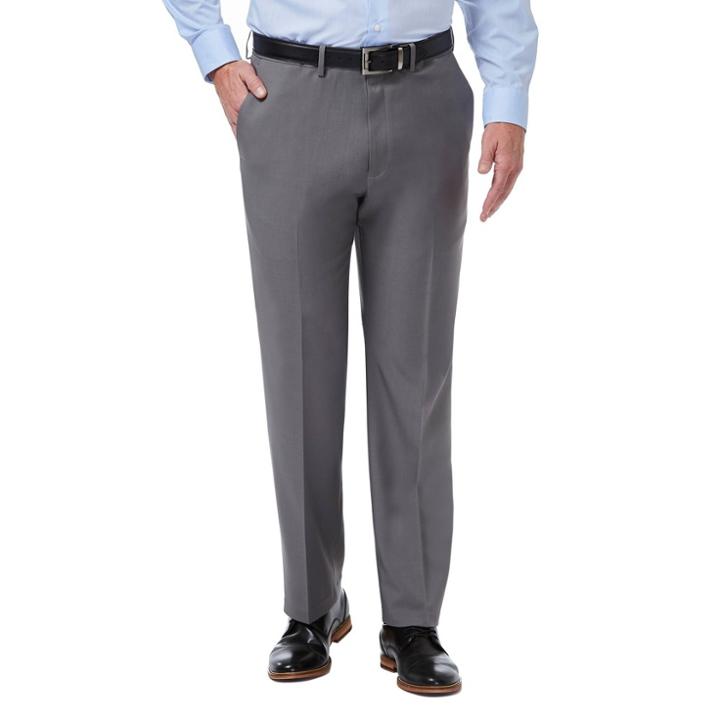 Haggar Men's Premium Comfort 4-way Stretch Classic Fit Flat Front Dress Pants - Medium Gray