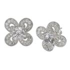 Distributed By Target Women's Clear Cubic Zirconia Clover Drop Earrings In Sterling Silver - Gray/clear
