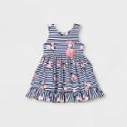 Mia & Mimi Toddler Girls' Floral Striped Tank Dress - Navy