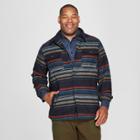 Men's Big & Tall Long Sleeve Striped Wool Blend Shirt Jacket - Goodfellow & Co Xavier Navy