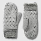 Isotoner Women's Smartdri Birdseye Knit Mitten With Sherpasoft Spill - Gray One Size, Ivory
