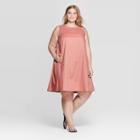 Women's Plus Size Sleeveless Scoop Neck Tank Dress - Prologue Rose X, Pink