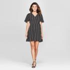Women's Short Sleeve Wrap Dress - Xhilaration Black/white