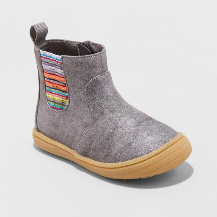 Toddler Girls' Vanette Elastic Gore Ankle Boots - Cat & Jack Pewter