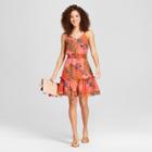 Women's Tropical Print Sleeveless Midi Sundress- A New Day Pink