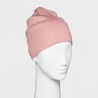Women's Single Layer Ribbed Beanie With Lurex - Wild Fable Pink