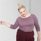 Women's Plus Size Long Sleeve Off The Shoulder Little T-shirt - Wild Fable Purple