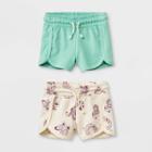 Toddler Girls' 2pk Trouser Shorts - Cat & Jack Mint/cream 4t, Girl's, White