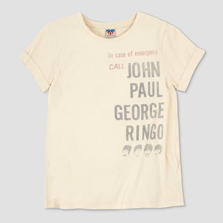 Junk Food Women's The Beatles John, Paul, George, Ringo Short Sleeve Crew Neck T-shirt - White
