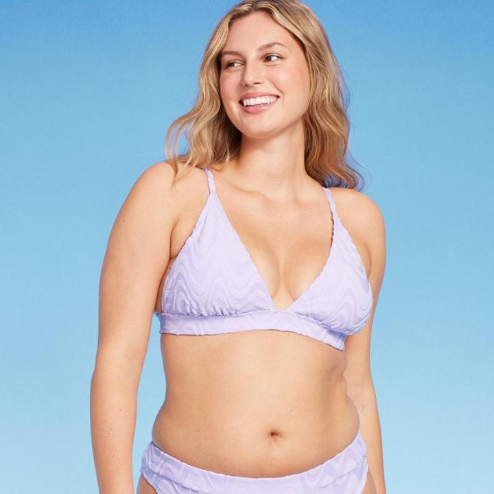 Women's Wavy Terry Textured Triangle Bikini Top - Wild Fable Lilac Purple