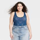 Iml Women's Plus Size Blue Bandana Graphic Bodysuit - Indigo