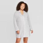 Women's Plus Size Perfectly Cozy Notch Collar Nightgown - Stars Above Light Gray 2x, Women's,