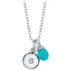Distributed By Target Women's Silver Plated Turquoise Briolette Charm Necklace -
