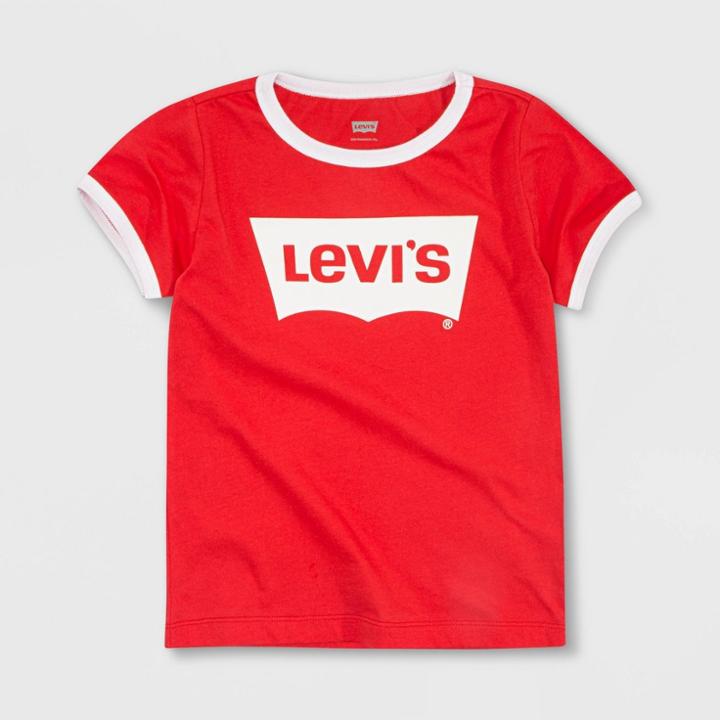 Levi's Girls' Short Sleeve Oversized Batwing Graphic T-shirt - Red