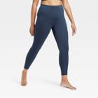 Women's Contour High-rise Shirred 7/8 Leggings With Power Waist 25 - All In Motion Navy Xs, Women's, Blue