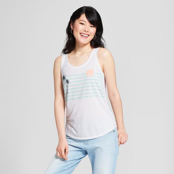 Women's Palm Print Graphic Tank Top - Grayson Threads (juniors') White