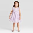 Toddler Girls' Glitter Tulle Dress - Cat & Jack Purple 12m, Toddler Girl's