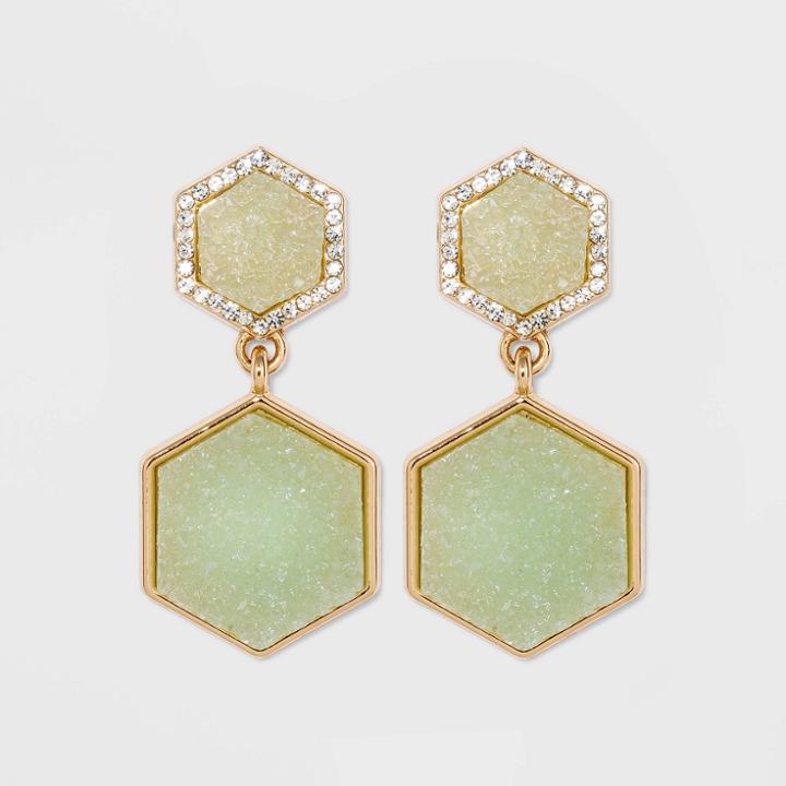 Sugarfix By Baublebar Geometric Druzy Drop Earrings - Green, Women's