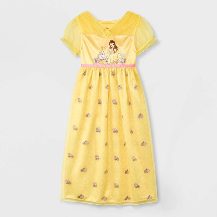 Toddler Girls' Disney Princess Belle Fantasy Snug Fit Nightgown - Yellow