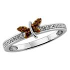 Distributed By Target 1/10 Ct.t .w. Round-cut Red And White Diamond Prong Set Butterfly Ring - White