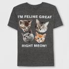 Well Worn Men's Short Sleeve Feline Great Graphic T-shirt - Asphalt Heather