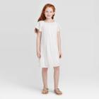 Petitegirls' Short Sleeve Lurex Dress - Art Class White