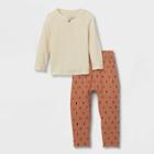 Grayson Collective Toddler Boys' Long Sleeve Thermal Top & Jogger Set - Cream/rust