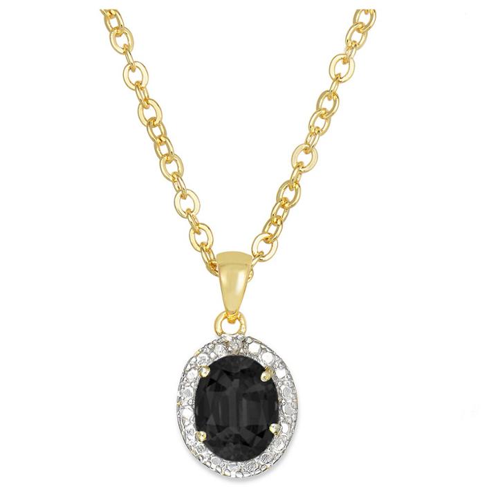 Target 1.60 Carat Tw Oval-cut Sapphire And Diamond Accent Pendant Gold Plated (ij-i2-i3) (september), Girl's, Navy
