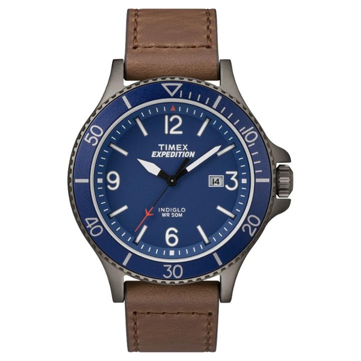 Men's Timex Expedition Ranger Watch With Leather Strap - Gray/brown Tw4b10700jt, Brown Blue