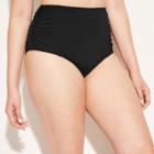 Women's Full Coverage Ruched High Waist Bikini Bottom - Kona Sol Black S, Black Universe