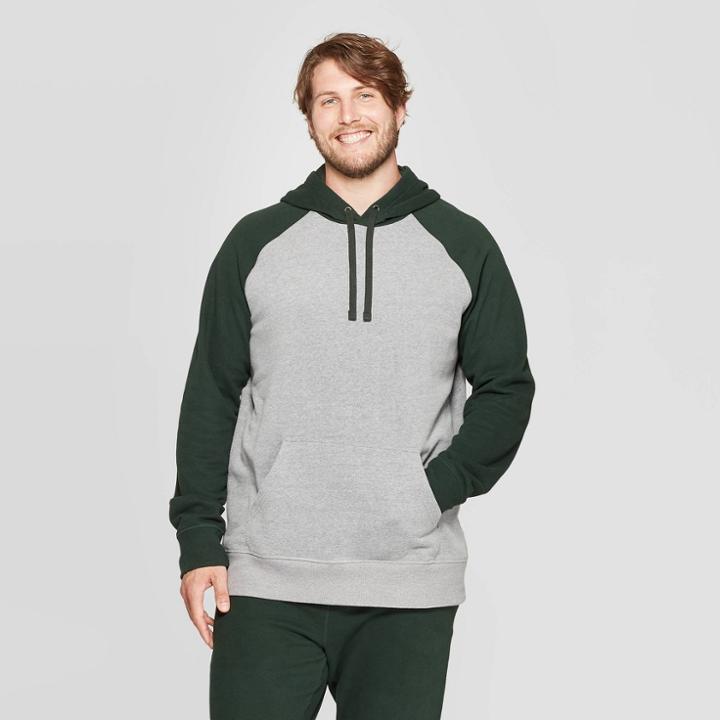 Men's Big & Tall Regular Fit Ultra-soft Fleece Hooded Pullover Sweatshirt - Goodfellow & Co Dark Green