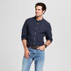 Men's Striped Standard Fit Long Sleeve Woven Button-down Shirt - Goodfellow & Co Navy (blue)