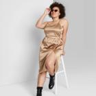 Women's Plus Size Satin Super Crop Top And Midi Skirt - Wild Fable Brown