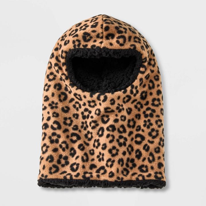 Girls' Leopard Print Balaclava Hat - Cat & Jack Brown