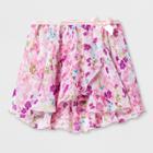Danshuz Toddler Girls' Elasticized Waist On Over-lapping Circle Skirt With Satin Bow Accent Activewear Dress - Pastel Pink L,