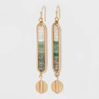 Semi-precious Natural Green Jasper And Jade With Worn Gold Drop Earrings - Universal Thread Green