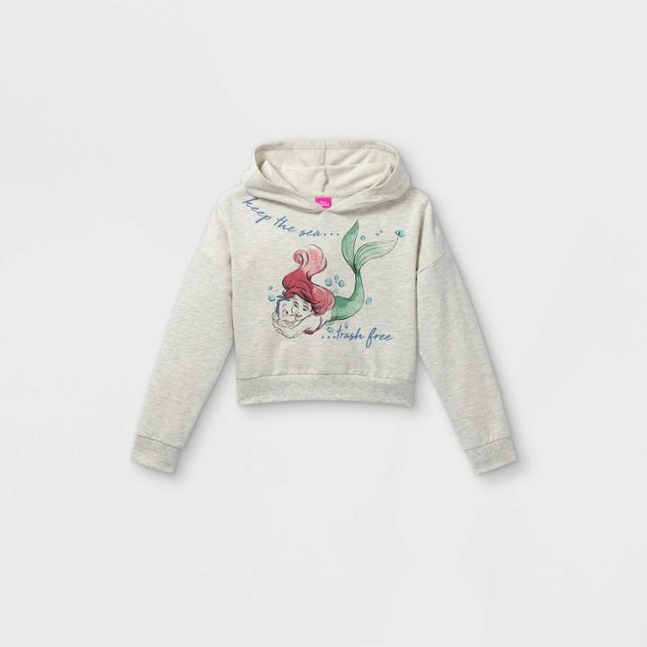 Girls' Disney Princess Ariel Hooded Pullover Sweatshirt - Off-white