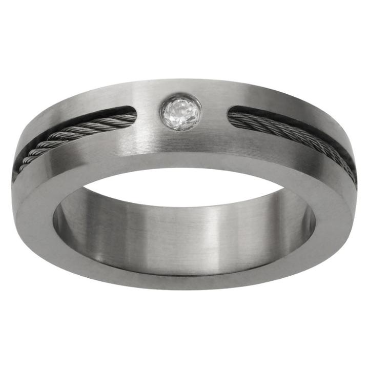 0.01 Ct. T.w. Daxx Men's Round Cut Cubic Zirconia Tension Set Wedding Band -